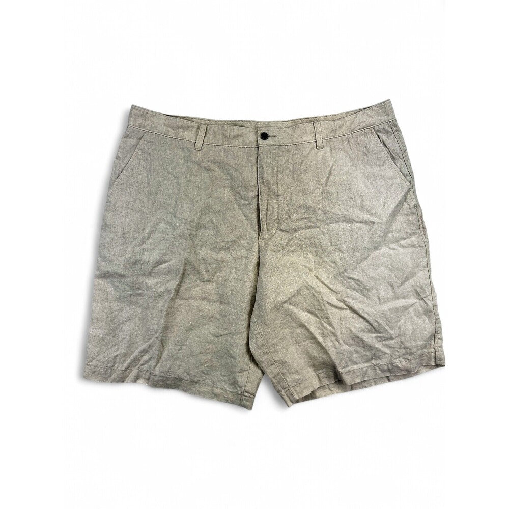 Tasso Ella Men's 100% Linen Flat Front Shorts Sz 40 Beige
